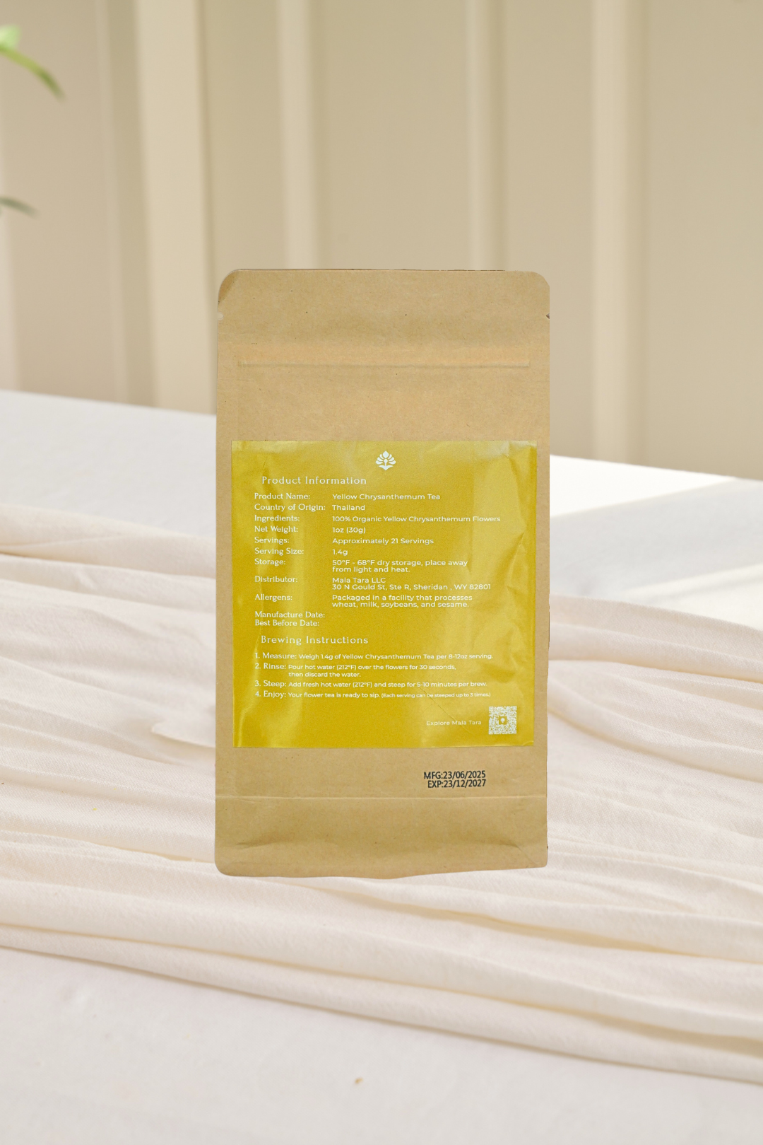 Yellow Chrysanthemum Whole Flower Tea Pouch