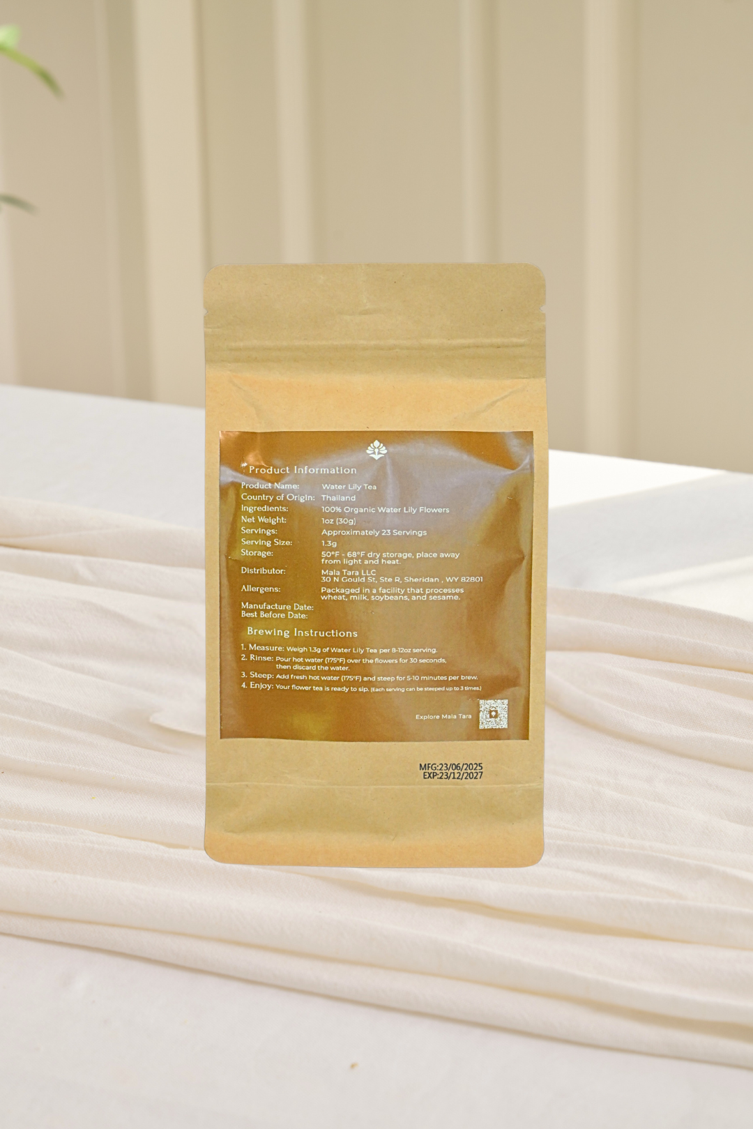 Water Lily Whole Flower Tea Pouch