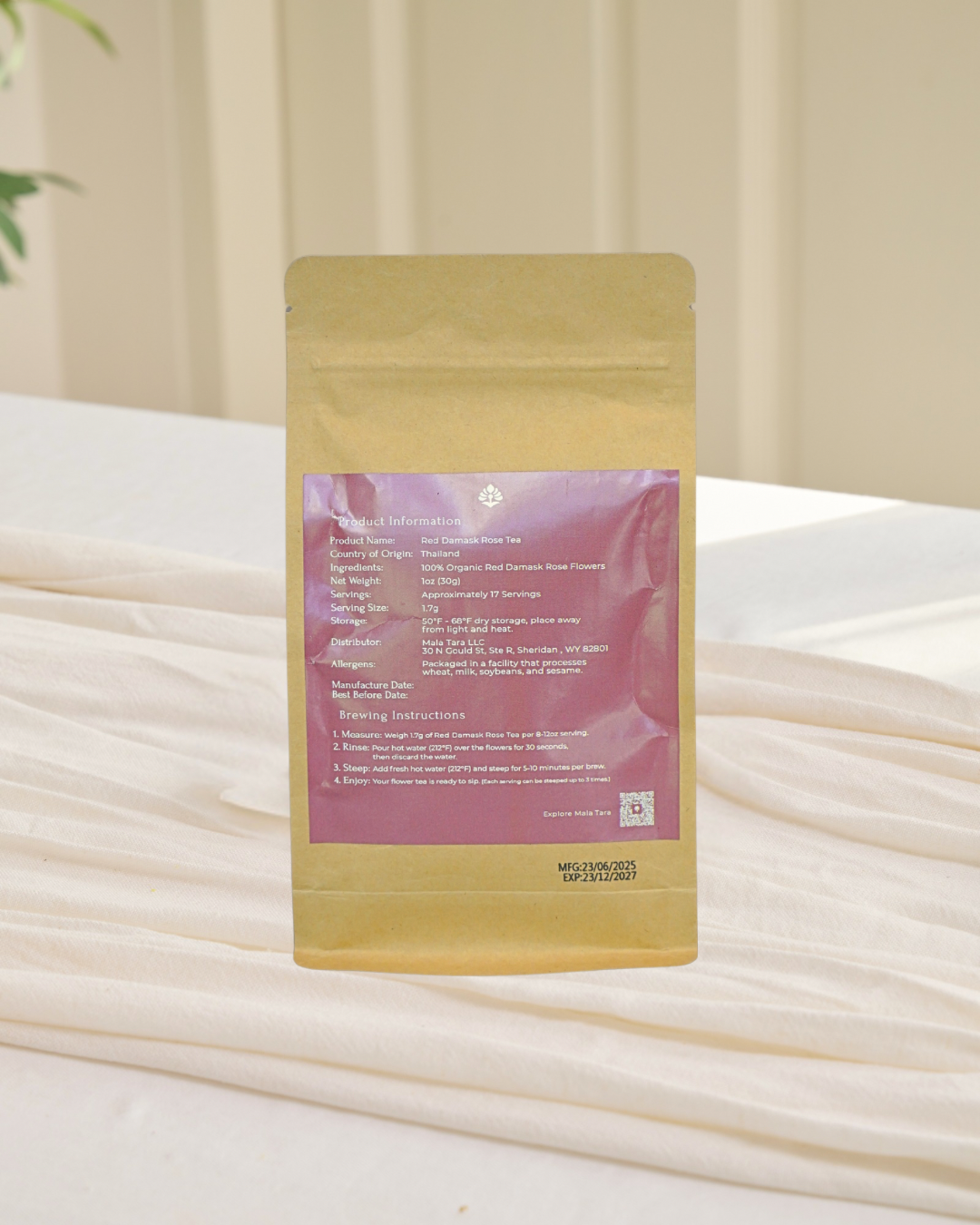 Red Damask Rose Whole Flower Tea Pouch