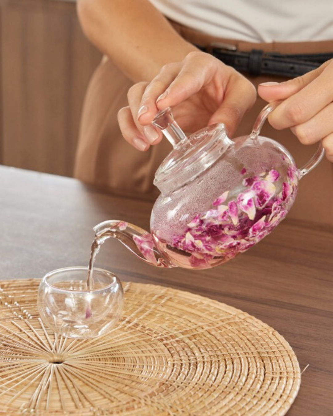 Red Damask Rose Whole Flower Tea Pouch